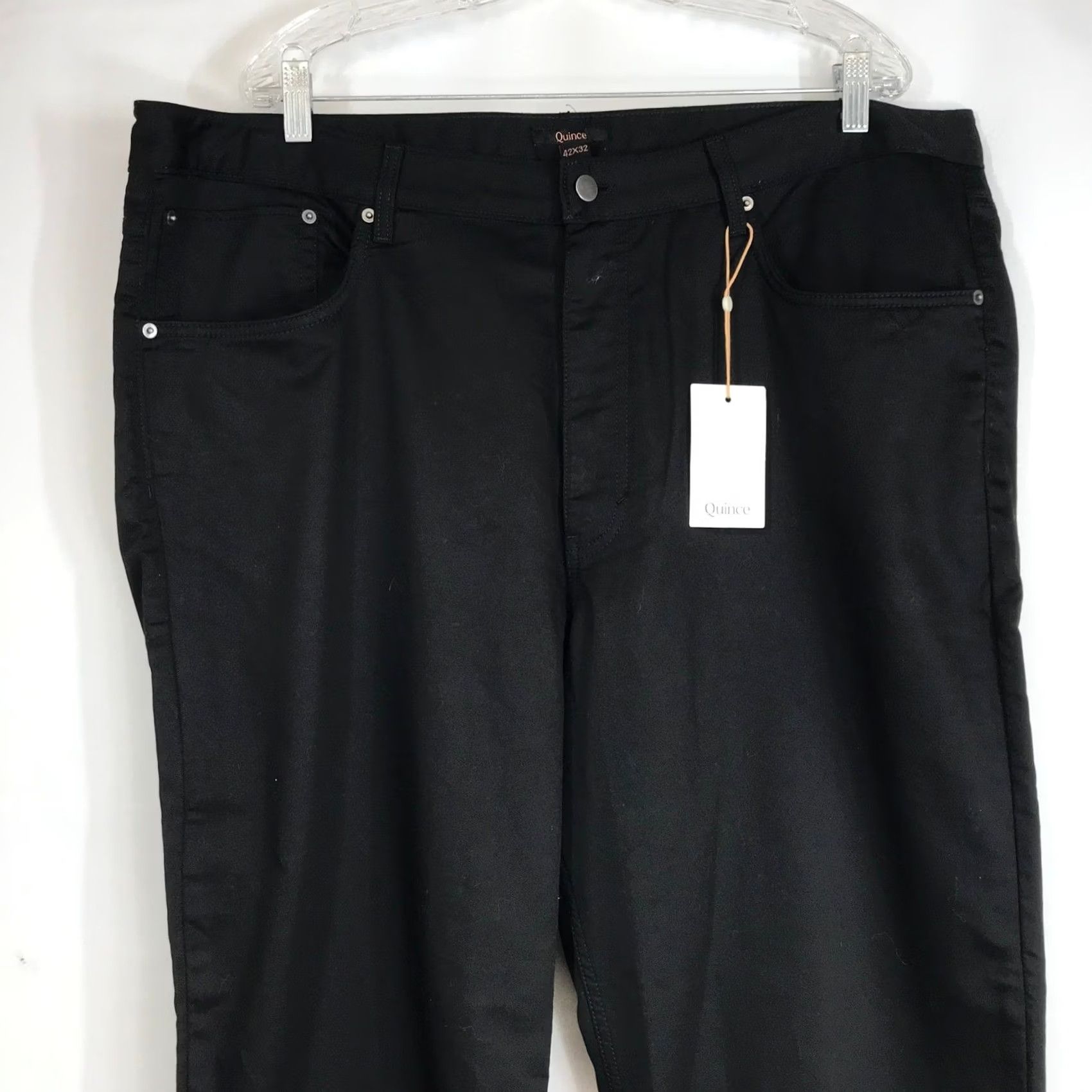 Quince Quince Mens Black Straight Leg Casual Pants 42x32 NWT Size US 42 / EU 58 - 2 Thumbnail