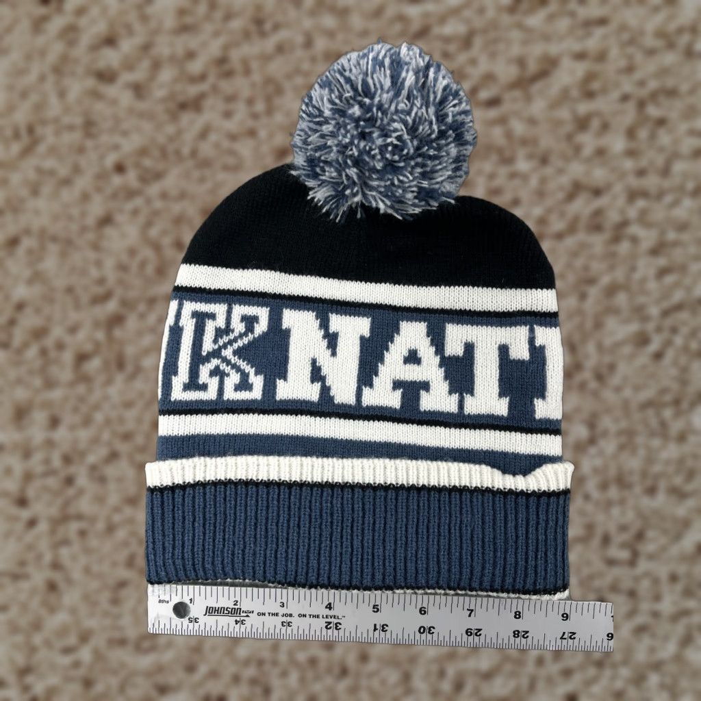 Victoria's Secret Victoria's Secret Beanie Toque Adult One Size Blue White Acrylic PINKNATION Pom Size ONE SIZE - 1 Thumbnail