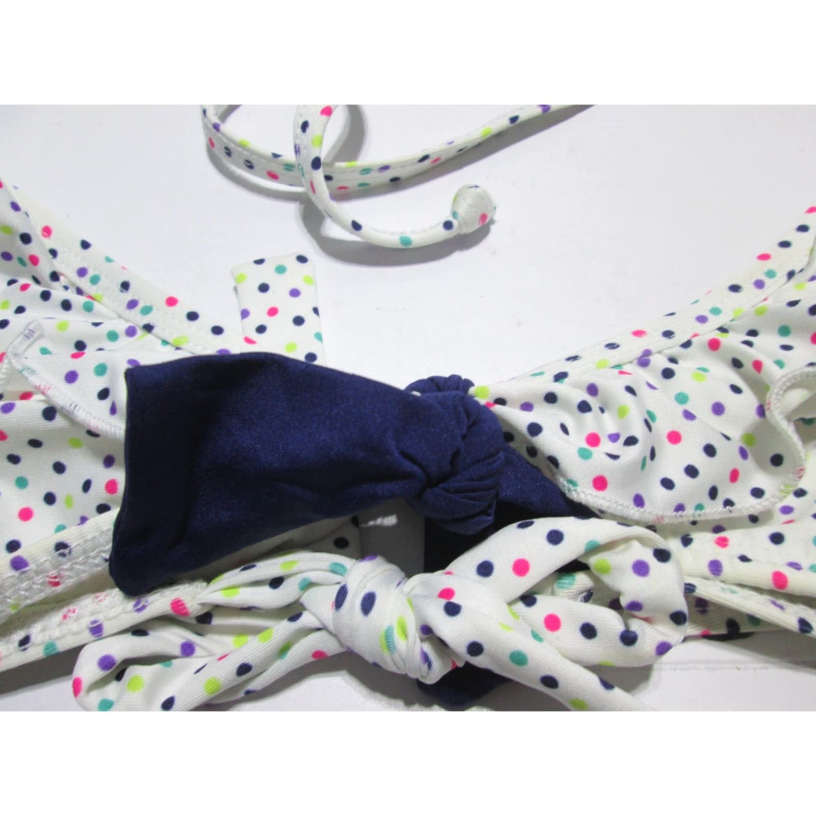 Splendid Splendid Womens Top SM White Multi Bralette Halter Polka Dot Swim Bikini Beach Sea Pattern Size S / US 4 / IT 40 - 4 Thumbnail
