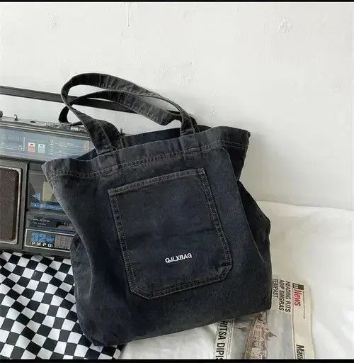 Other Denim Shopping Bag Designer Shoulder Solid Travel Military Size ONE SIZE - 3 Thumbnail