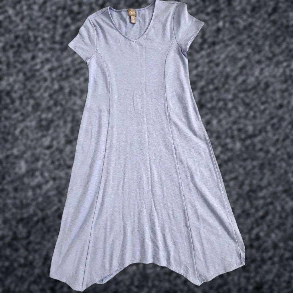 CHICO'S Light Blue Knit Asymmetrical Dress S Cap Sleeve V-Neck Fit & Flare  Casual Womens - joarbit.com