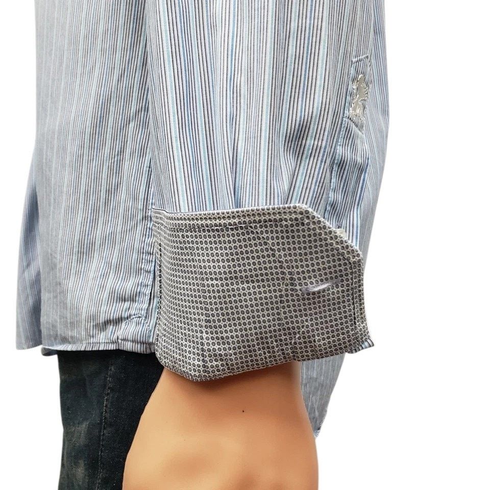 BUGATCHI Bugatchi Uomo Dress Shirt Striped Contrast Cuff 15.5 34/35 Size US S / EU 44-46 / 1 - 7 Thumbnail
