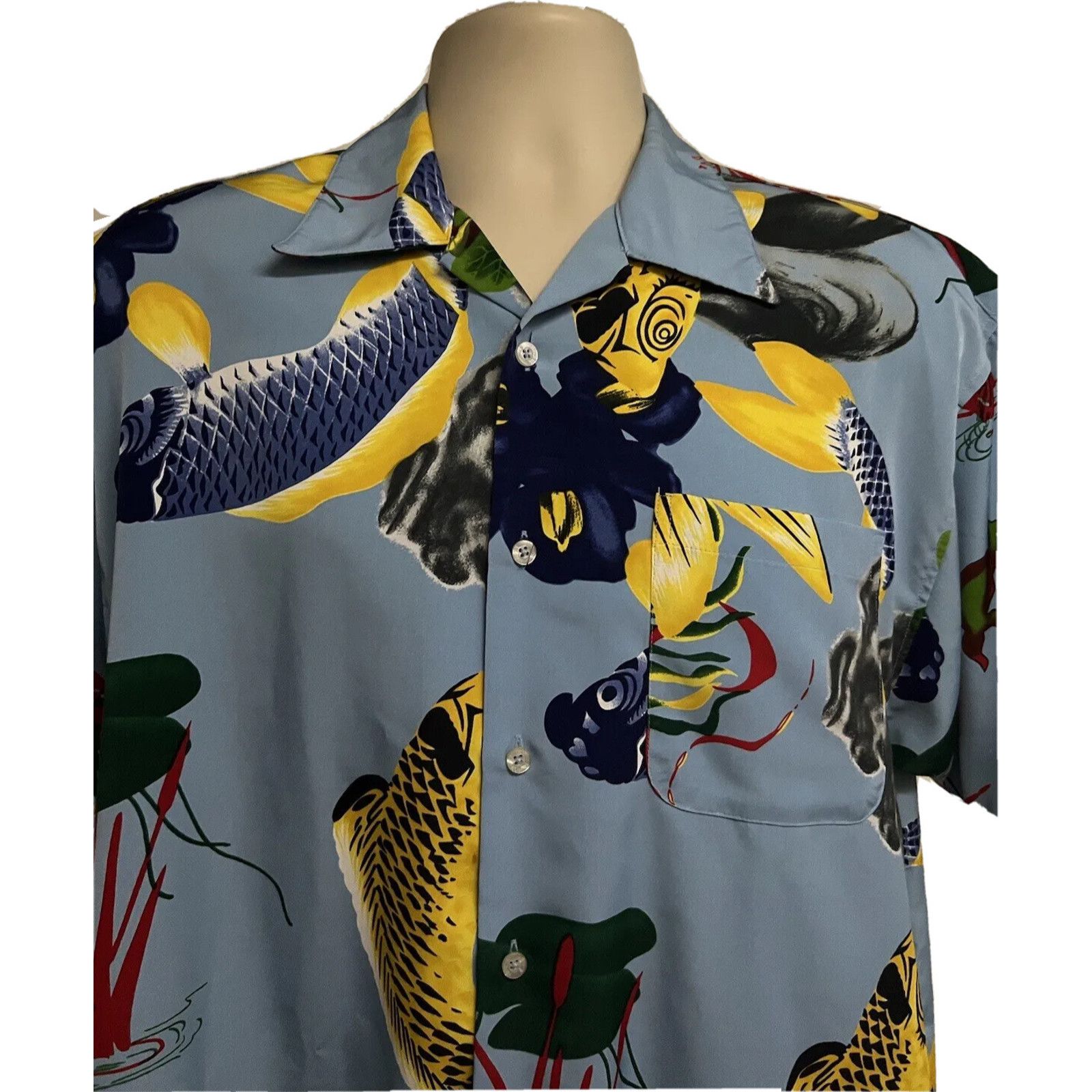 Koman Koman Blue Vintage Hawaiian Koi Fish Button Shirt M Pocket Size US M / EU 48-50 / 2 - 4 Thumbnail