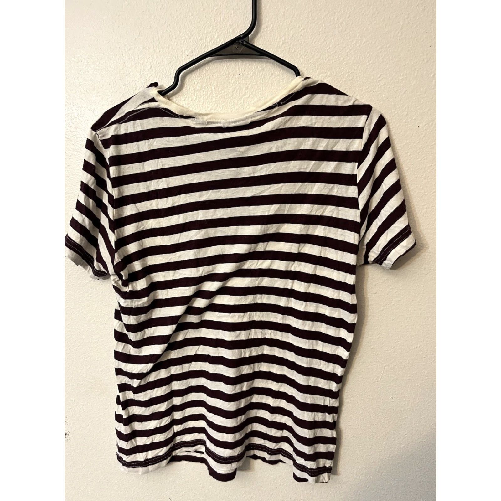 H&M VINTAGE H&M Men's Crew Neck T-Shirt Size Small Short Sleeve Solid Cotton Casual 90s White Maroon Size US S / EU 44-46 / 1 - 3 Thumbnail