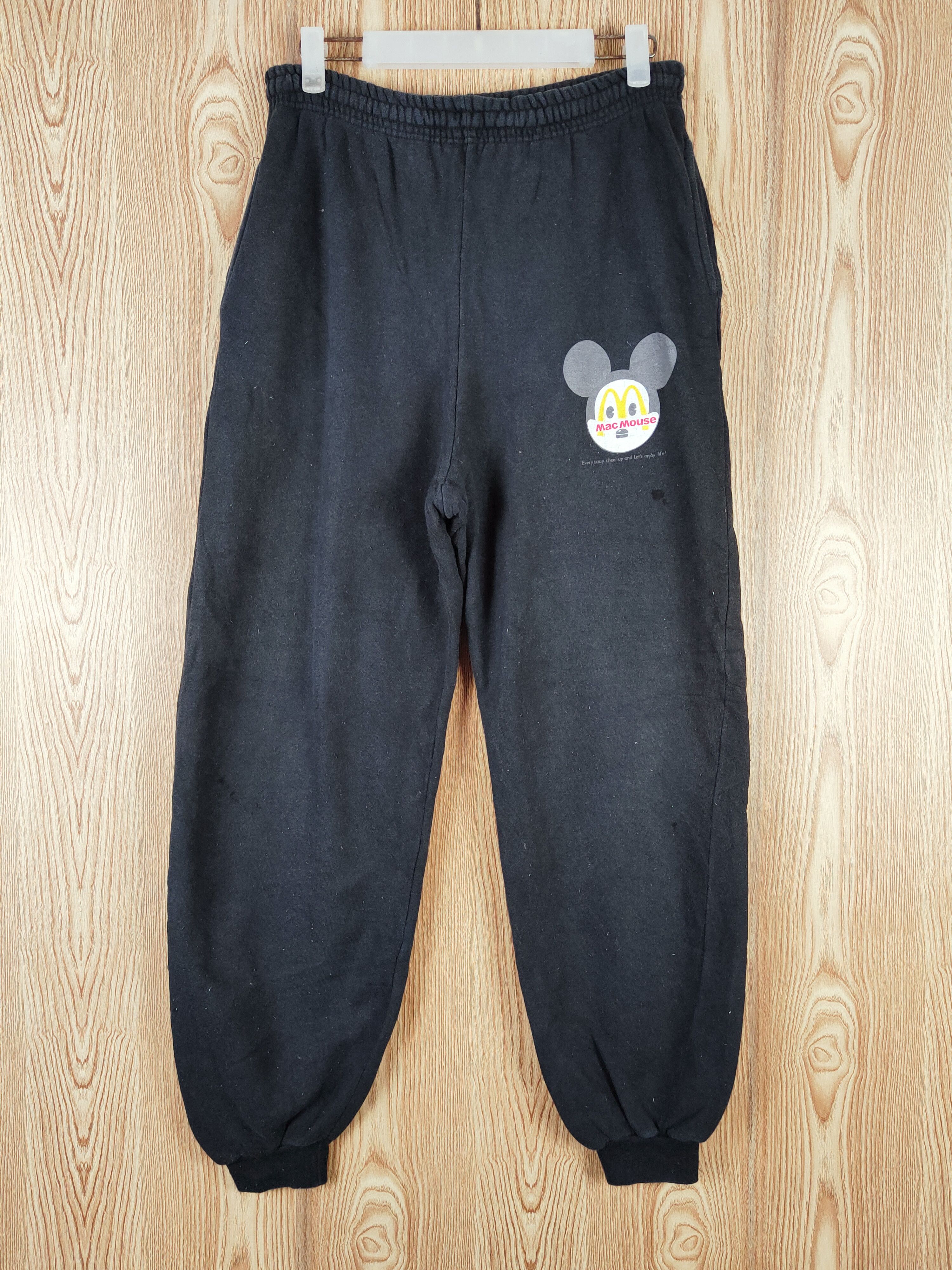Vintage McDonald vintage Black Faded Mac Mouse Joggers pants #W188 Size 26" / US 2 / IT 38 - 1 Thumbnail