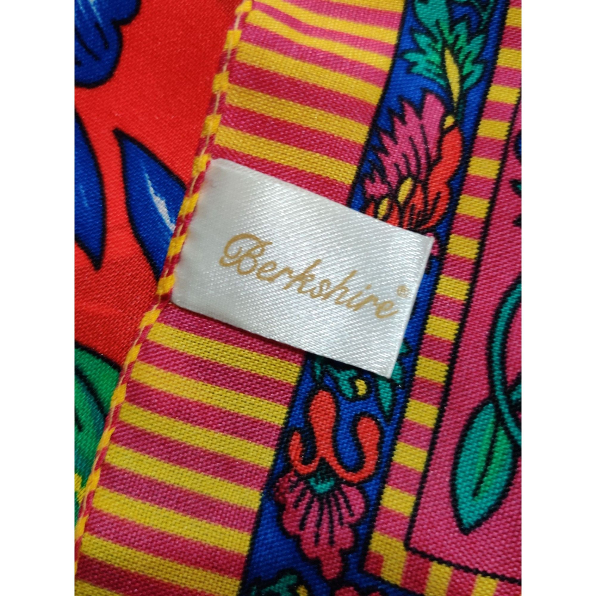 Vintage Berkshire Womens Scarf Red Floral Square Vintage Italian Bor Size ONE SIZE - 7 Thumbnail