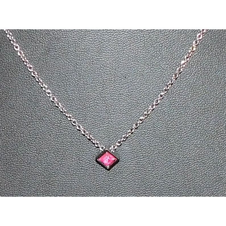 Other R&R Minimalist Pink Gemmed Diamond Shaped Pendant Necklace Size ONE SIZE - 1 Thumbnail