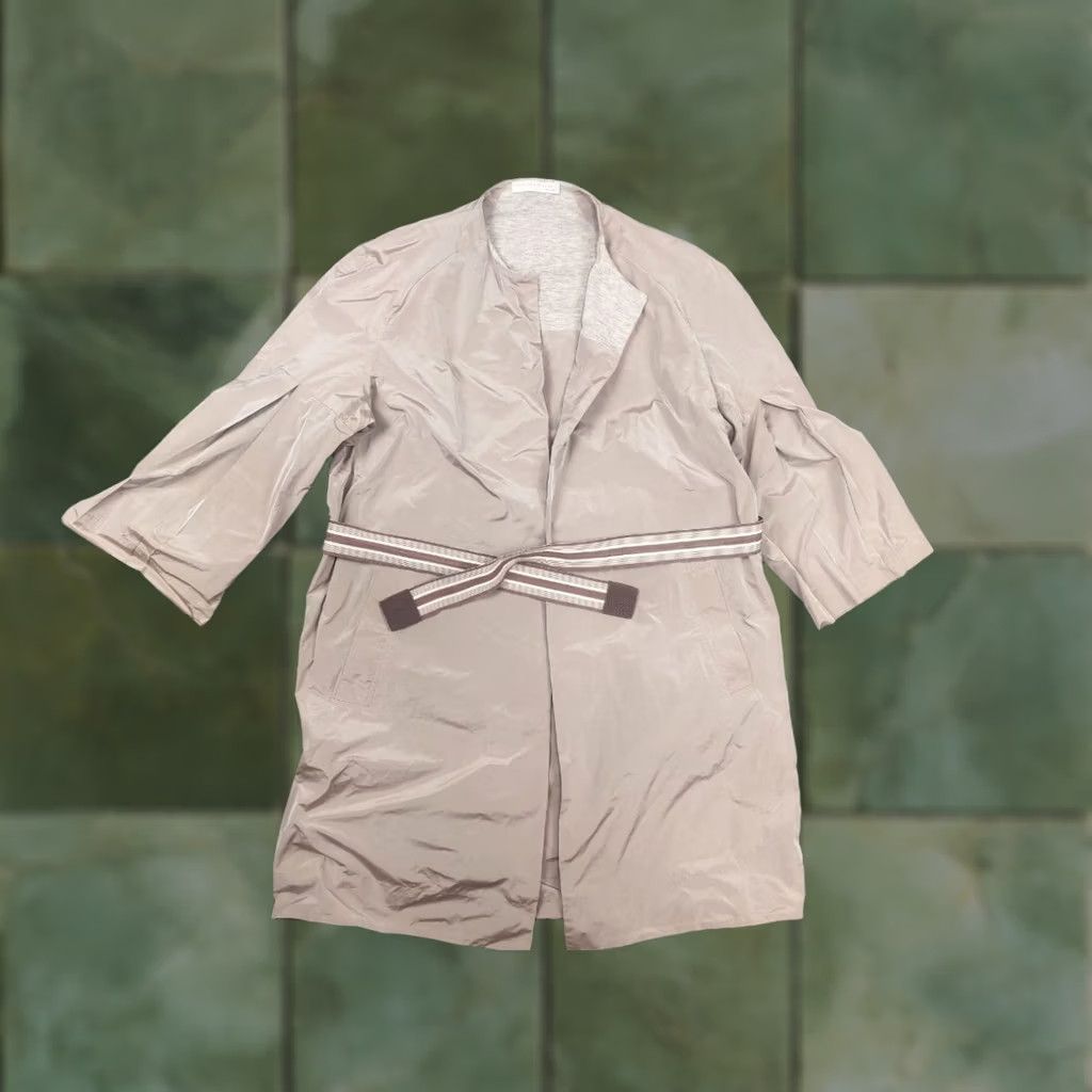 Fabiana Filippi Fabiana Filippi Italy Design Jacket Coat Wrap-around Belt Champagne Color 3/4 Sleeve L Womens Knit Nylon-like Solid 92 cm Length Size L / US 10 / IT 46 - 1 Thumbnail