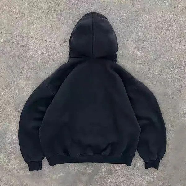 Japanese Brand Black washed retro tiger head print loose hoodie Size US M / EU 48-50 / 2 - 6 Thumbnail
