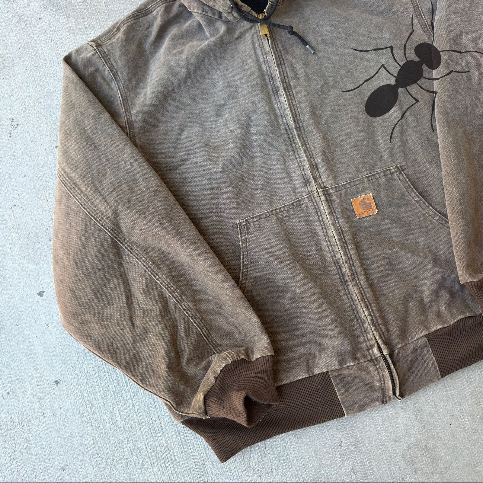 Carhartt × Vintage Carhartt J25 CHT faded brown hooded work wear jacket Size US XL / EU 56 / 4 - 3 Thumbnail