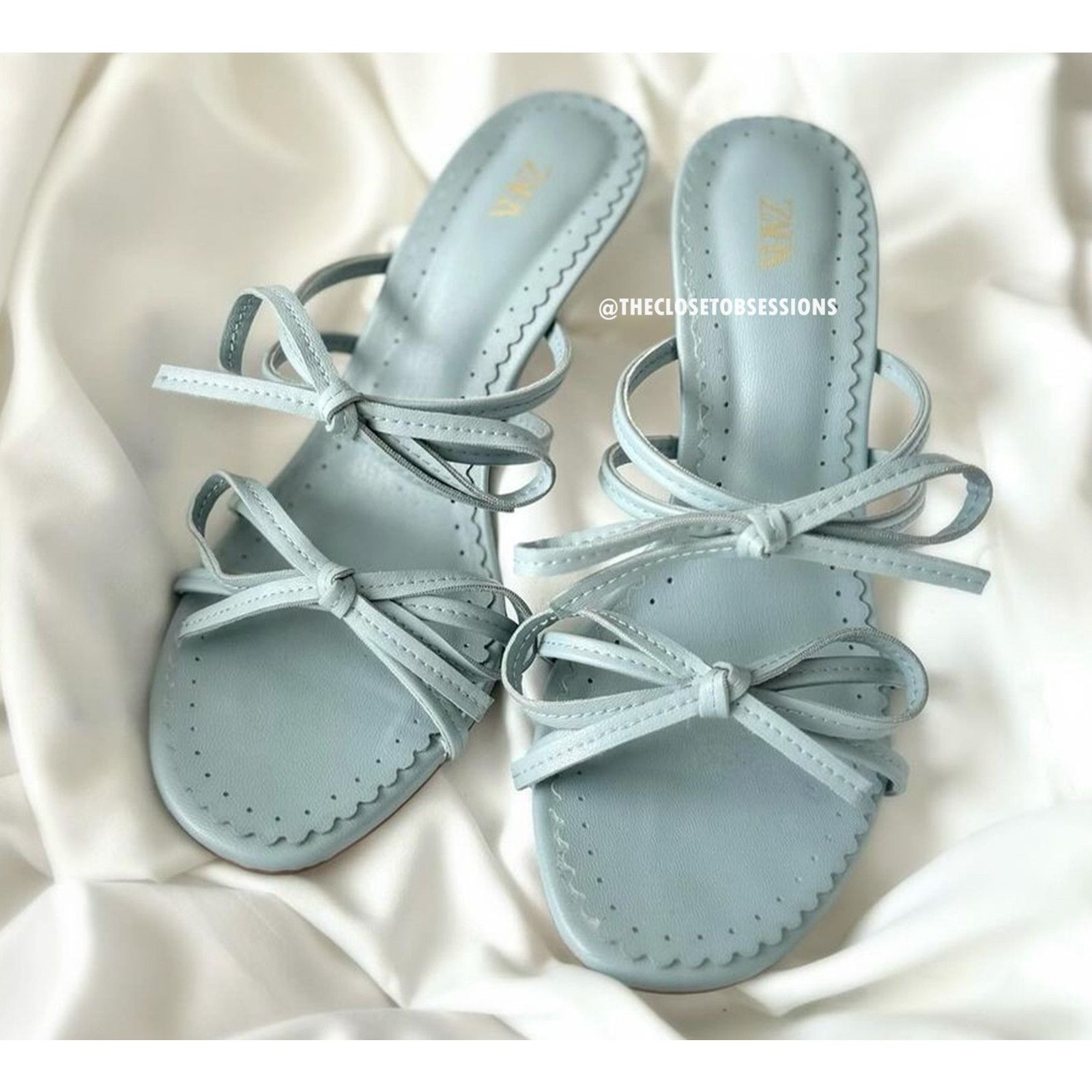 ZARA women's Blue Strappy Heels NWT
