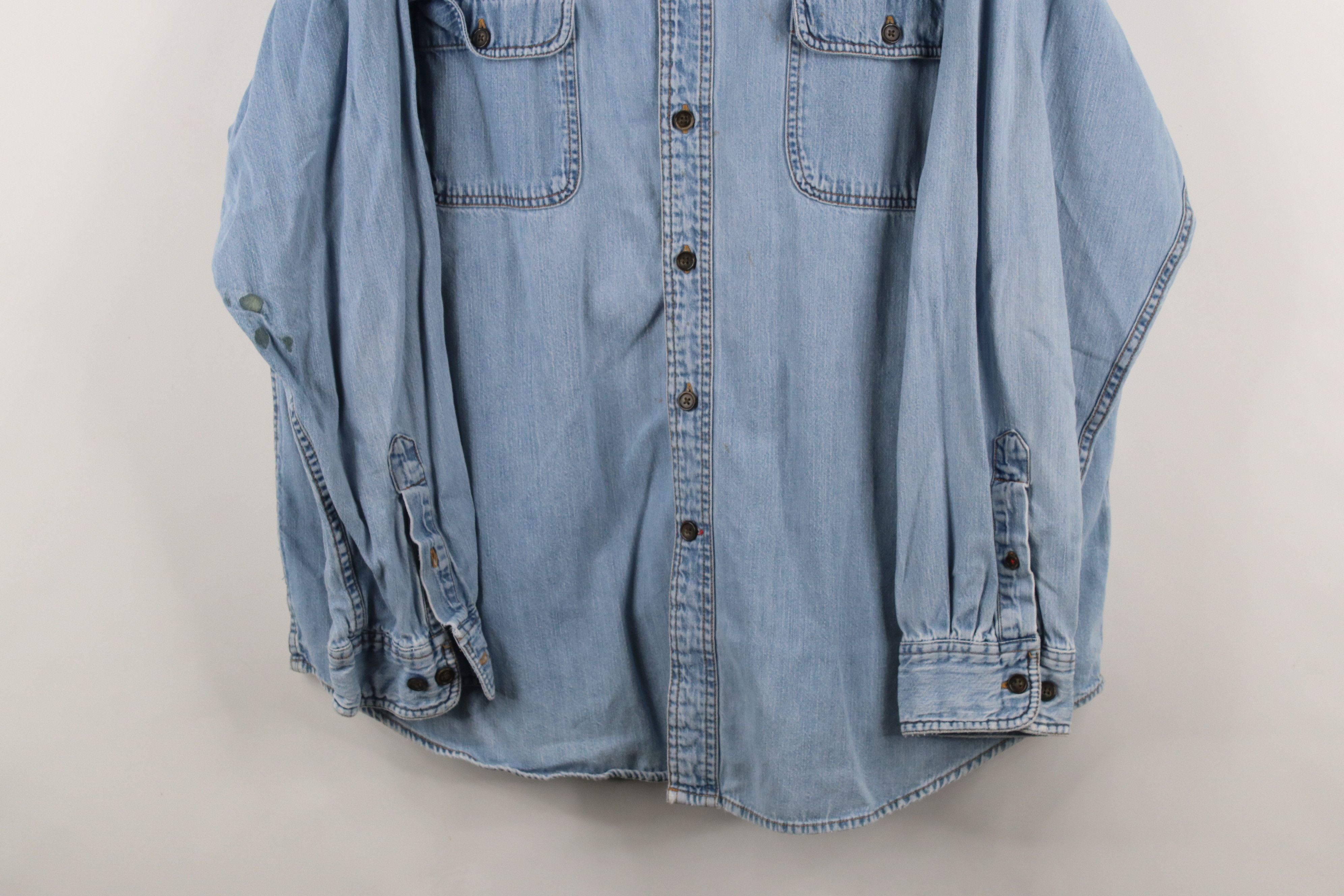 Vintage Vintage 90s Streetwear Denim Jean Collared Button Shirt Blue Size US XL / EU 56 / 4 - 3 Thumbnail