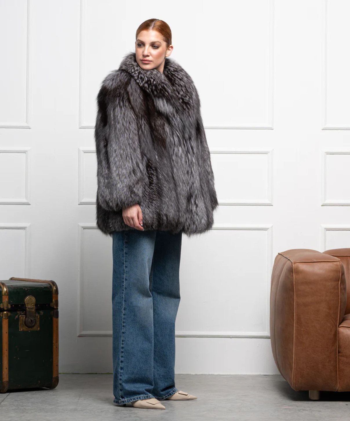 Other Women’s Silver Fox Fur Coat Size L / US 10 / IT 46 - 3 Thumbnail
