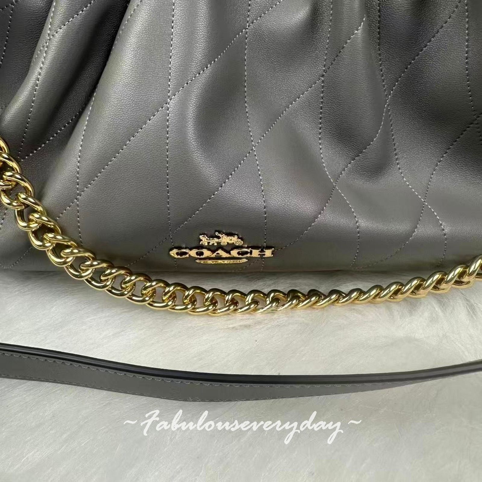 Coach Coach Faye Large Shoulder Bag Quilting In Leather/Gold/Slate Size ONE SIZE - 4 Thumbnail