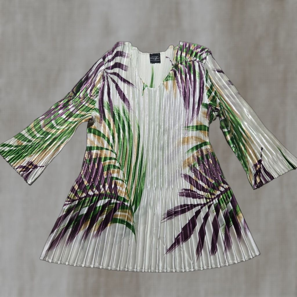 Vintage Magic Scarf Shirt Floral Mini Pleats Stretchy Top Adult Women's One Size Size ONE SIZE - 1 Thumbnail