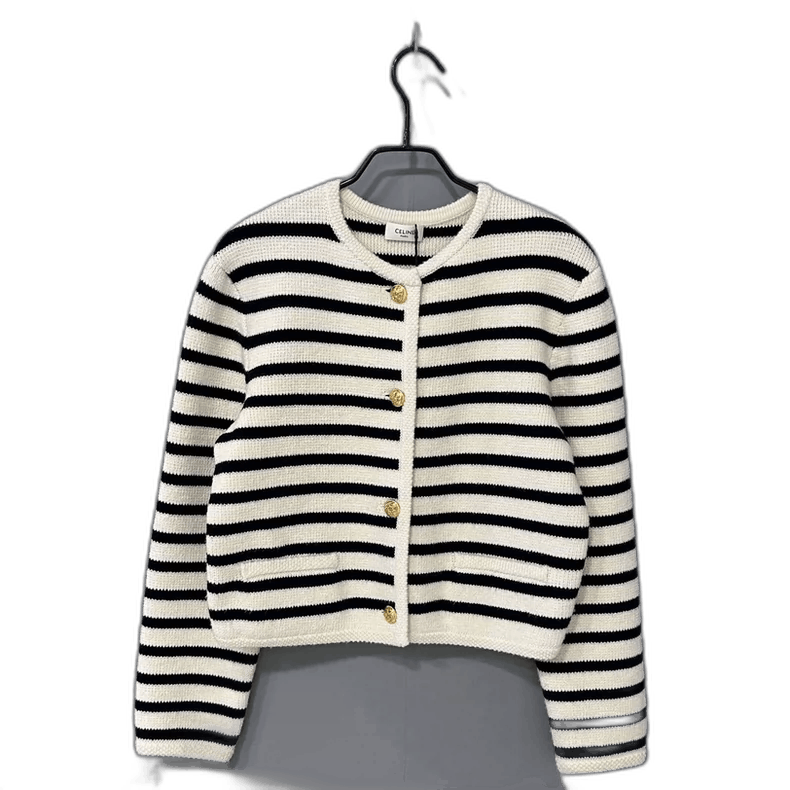 Celine Celine Striped Gold Button Knit Jacket Size S / US 4 / IT 40 - 1 Thumbnail