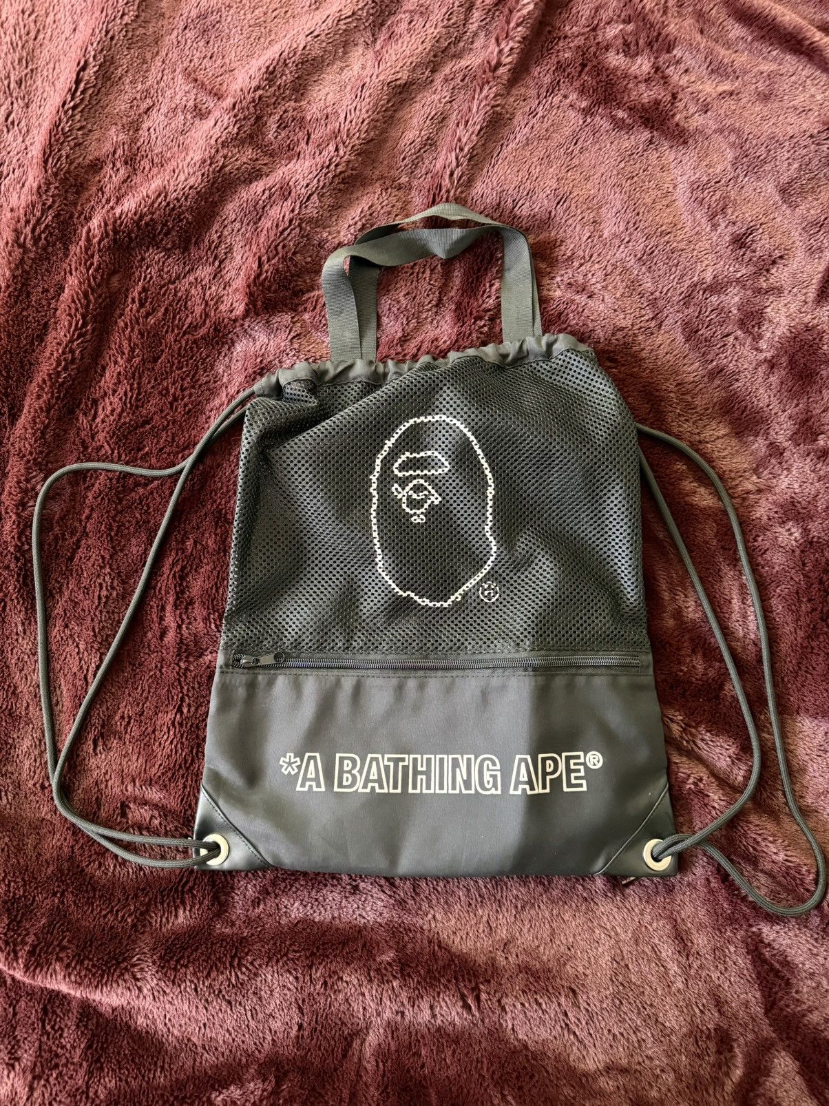 Bape Bape Mesh Drawstring Bag With Zipper Pocket Size ONE SIZE - 1 Thumbnail