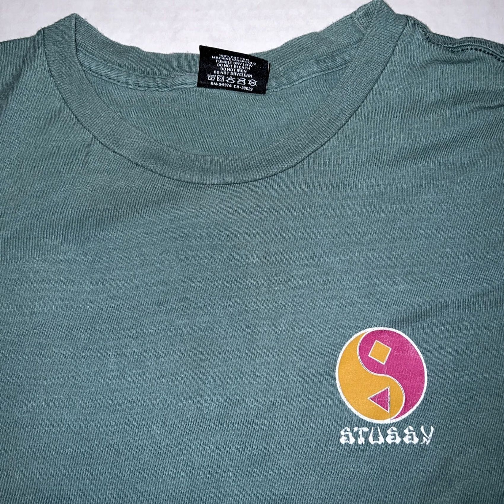Vintage VINTAGE Stussy Shirt T-Shirt Long Sleeve M Green Skateboarder Ying Yang Graphic Print Men/Men's Regular Fit Size US M / EU 48-50 / 2 - 4 Thumbnail