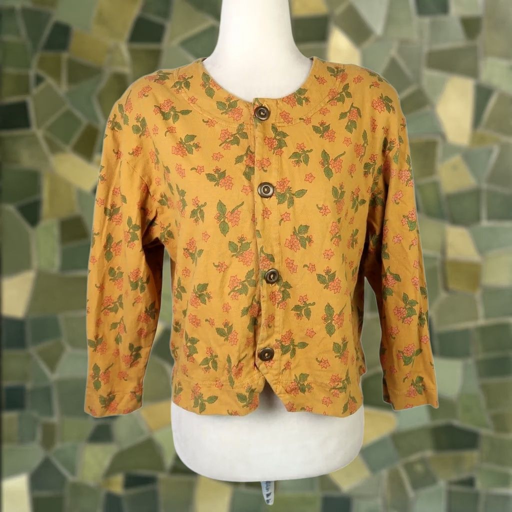 Vintage VINTAGE Michael G Yellow Floral Button Front Top M Womens Size M / US 6-8 / IT 42-44 - 1 Thumbnail