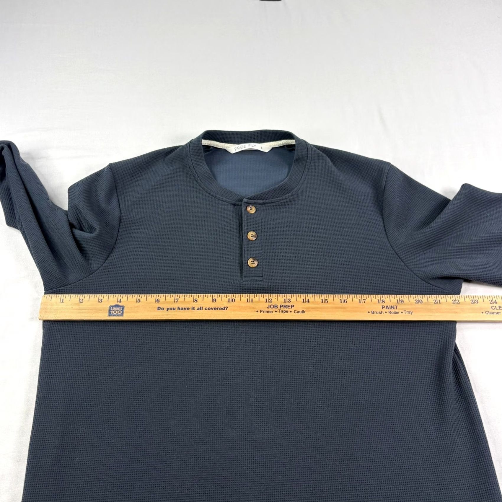 Vintage Free Fly Mens Sweatshirt Henley Blue L Waffle Knit Pullover Stretch Logo Shirt Size US L / EU 52-54 / 3 - 4 Thumbnail