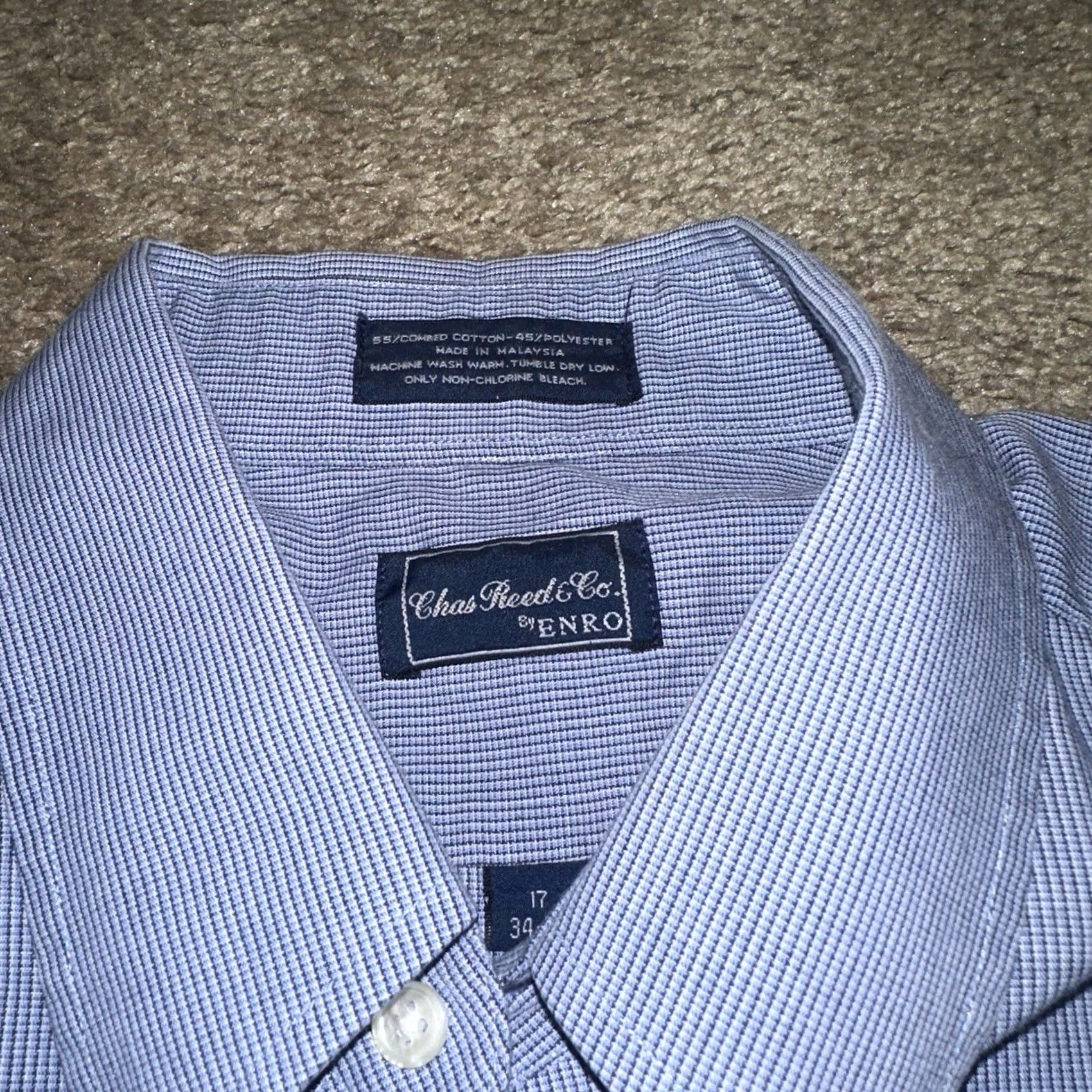 Enro ENRO Dress Shirt 17 34-35 Button Up Preppy Striped Oxford Collared Long Sleeve Shirt Mens Blue Cotton Oxford Button Up Shirt Size 46R - 2 Thumbnail