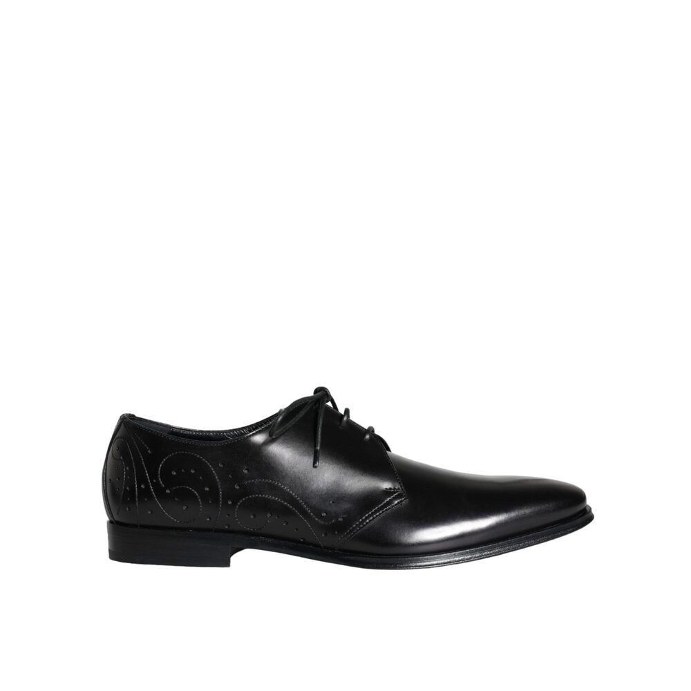 Dolce & Gabbana Dolce & Gabbana Black Calfskin Leather Derby Men Dress Shoes Size US 10 / EU 43 - 1 Thumbnail