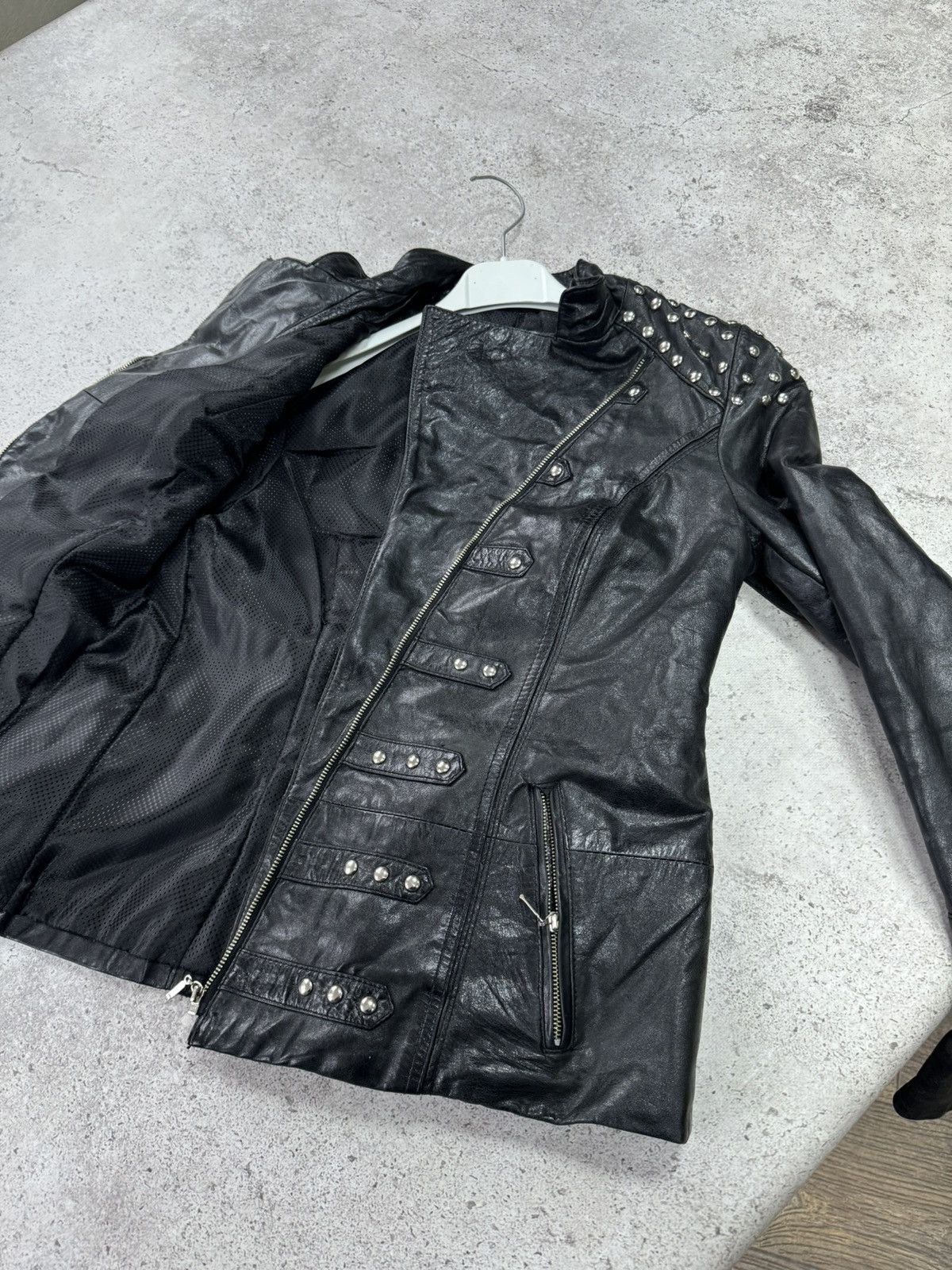 Vintage Japanese Asymmetric Zip Real Leather Archive Jacket