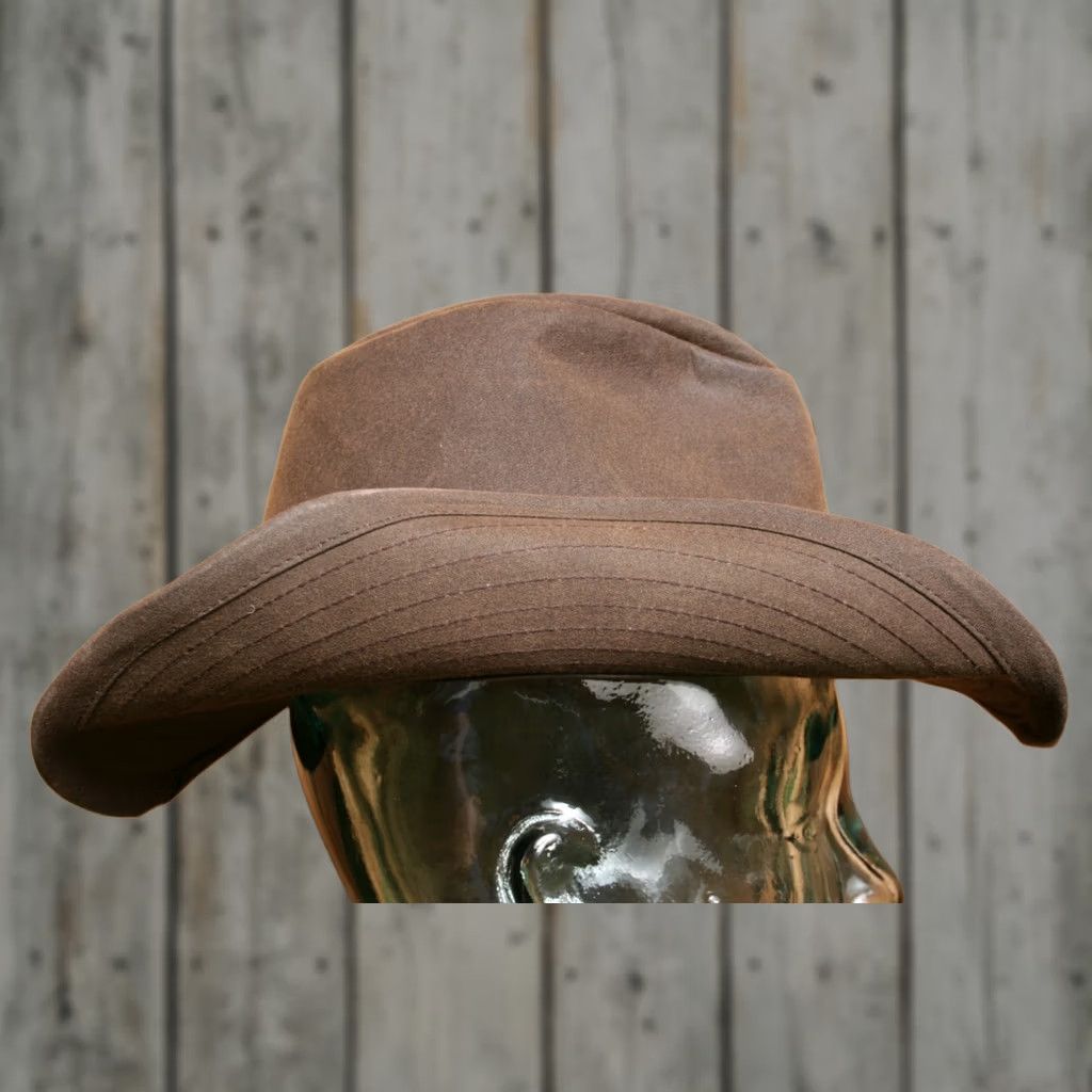 Vintage Australian Outback Collection Brown Waxed Canvas Oilcloth Hat M Cowboys Hat Mens California Vintage? Size ONE SIZE - 1 Thumbnail