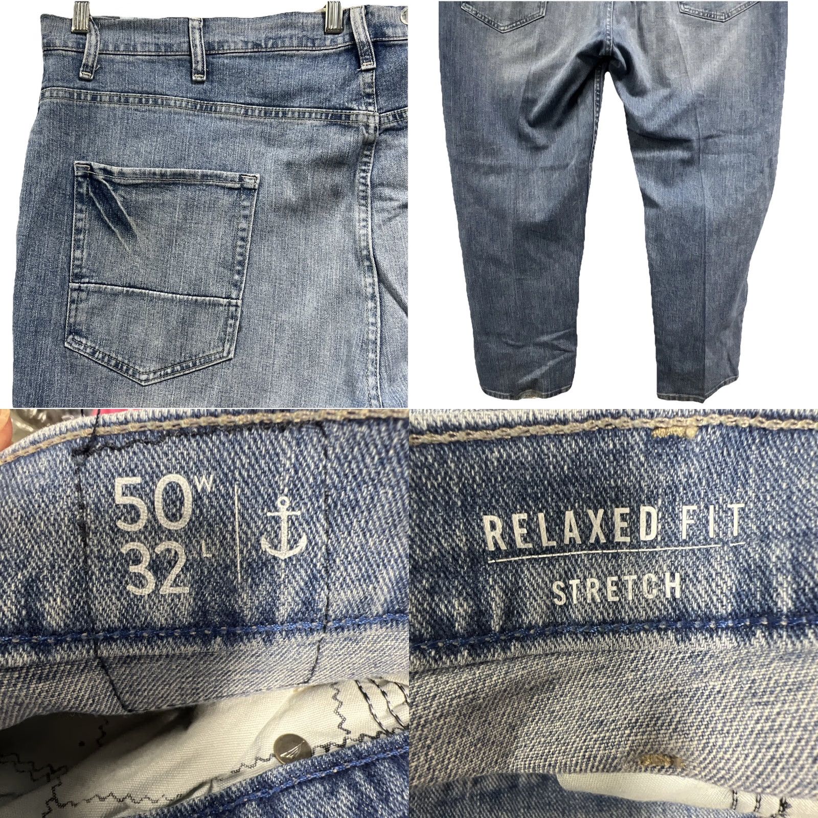 Nautica Nautica Relaxed Fit Jeans Men’s 50x32 Blue Denim Stretch 5-Pocket Straight Zip Button Casual Pants Size US 34 / EU 50 - 9 Thumbnail