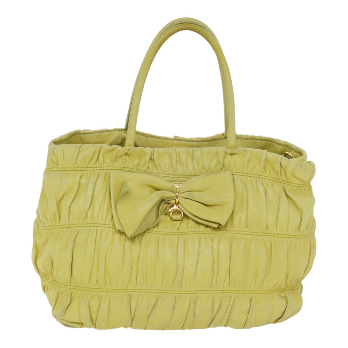Prada Ribbon Yellow Leather Handbag (Pre-Owned) Size ONE SIZE - 1 Thumbnail