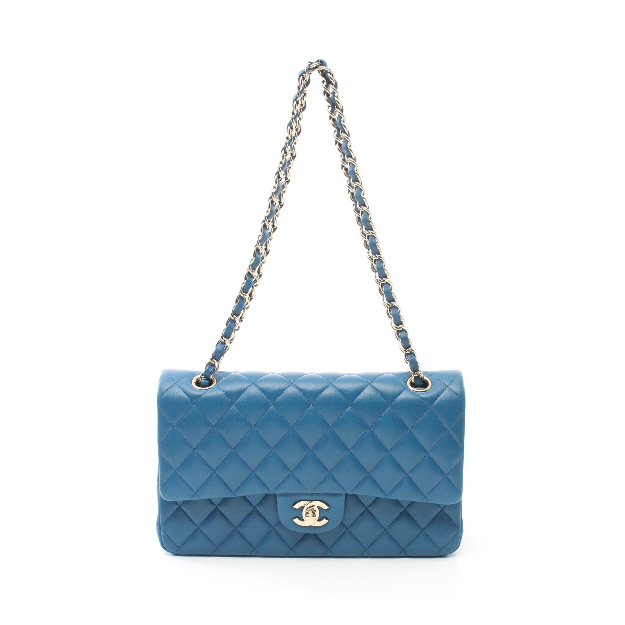 Chanel Chanel Matelasse Double Flap Chain Shoulder Bag Lambskin Blue Gold Hardware Size ONE SIZE - 1 Thumbnail