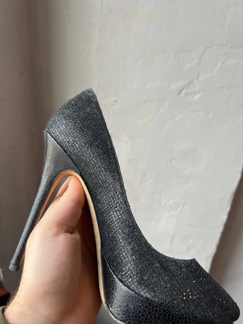 Jimmy Choo JIMMY CHOO LONDON BLACK GLITTER LOVE POINTED PUMPS HEELS 40 Size US 10 / IT 40 - 15 Thumbnail