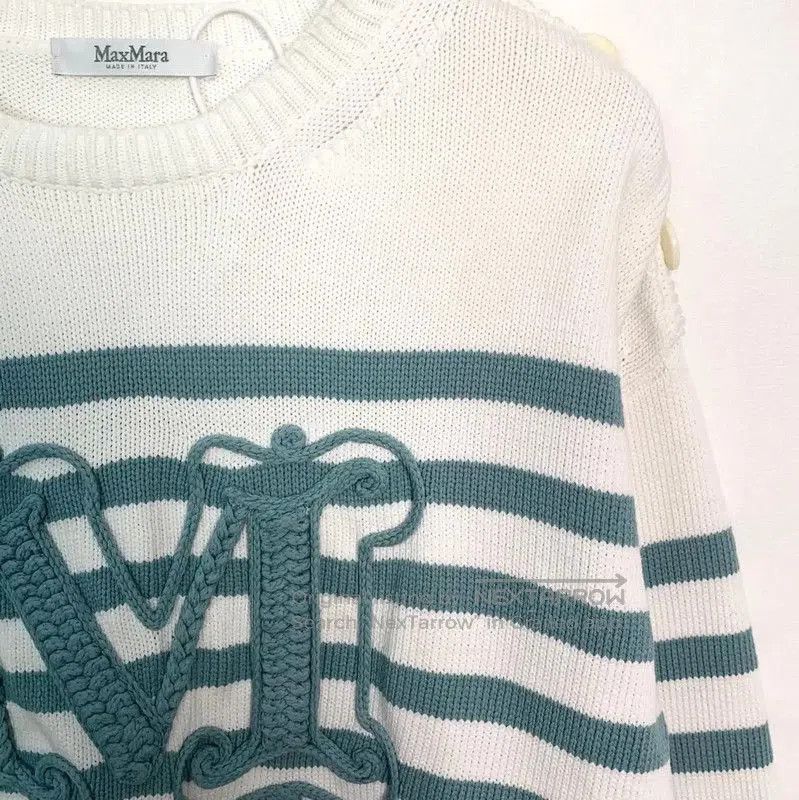Max Mara MaxMara Striped Cotton Sweater with Embroidery . Size M / US 6-8 / IT 42-44 - 3 Thumbnail