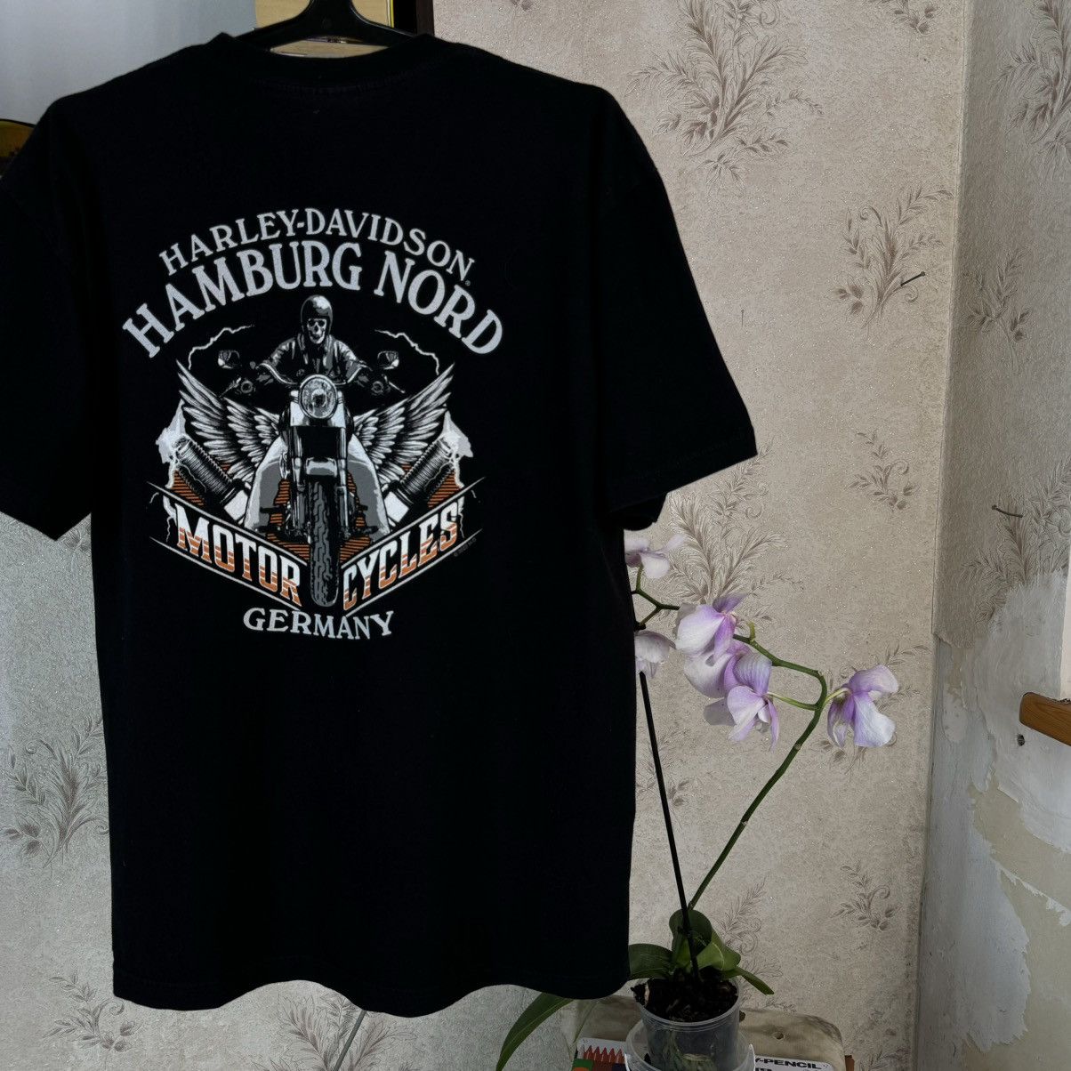 Harley Davidson × Vintage Harley Davidson T shirt Skeleton Biker Hamburg Nord Germany Size US XXL / EU 58 / 5 - 13 Thumbnail