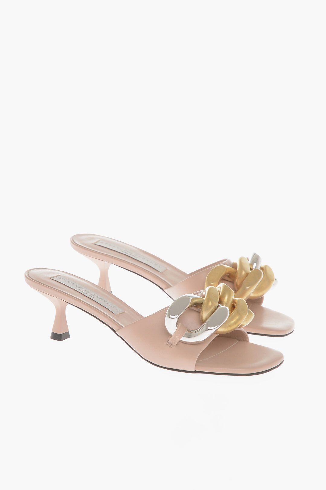 Stella McCartney og1mm0824 Vegan Leather Open Toe Mules With Chain in Pink Size US 7 / IT 37 - 2 Thumbnail