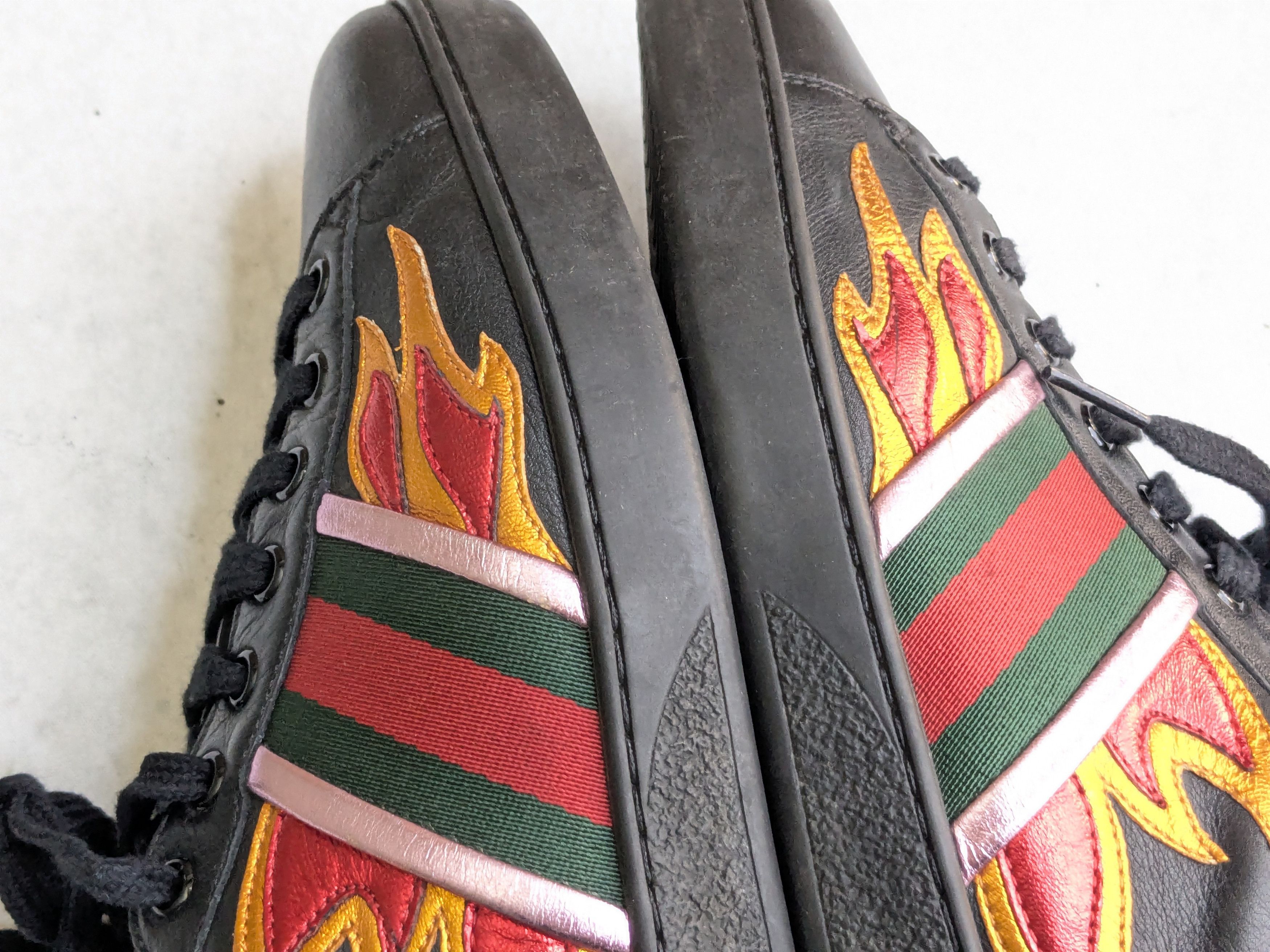 Gucci Gucci Ace Sneakers Black Flames 9 Leather Size US 9 / EU 42 - 12 Thumbnail