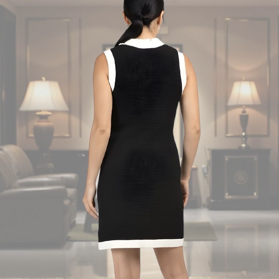 Other London Times Women’s Black White Waffle Knit Mini Dress XL Size XL / US 12-14 / IT 48-50 - 3 Thumbnail