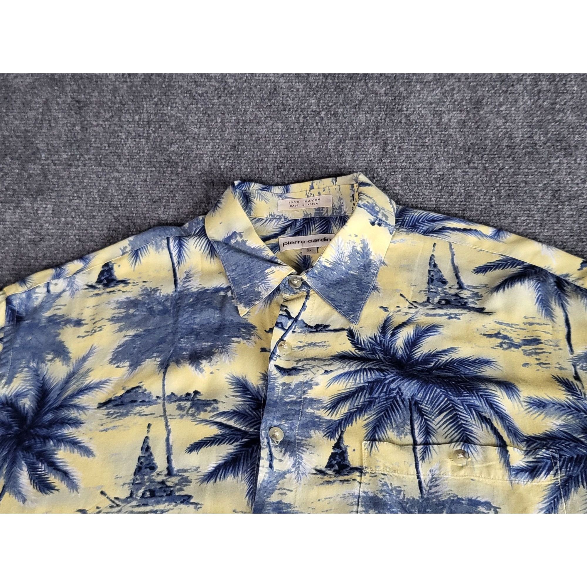 Pierre Cardin Pierre Cardin Button Up Shirt Men Sz L Yellow Blue Palm Tree Size US L / EU 52-54 / 3 - 4 Thumbnail