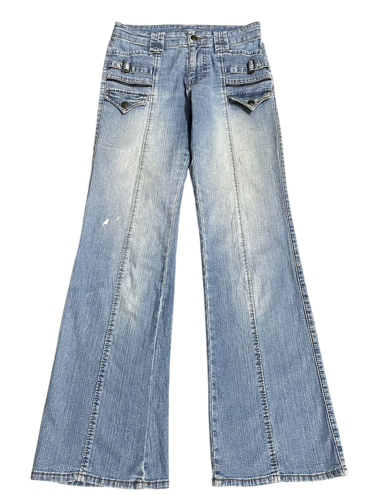 Japanese Brand Vtg Japanese Women’s Denim Punk Style Buckle Wide Leg Jeans Size 27" / US 4 / IT 40 - 4 Thumbnail