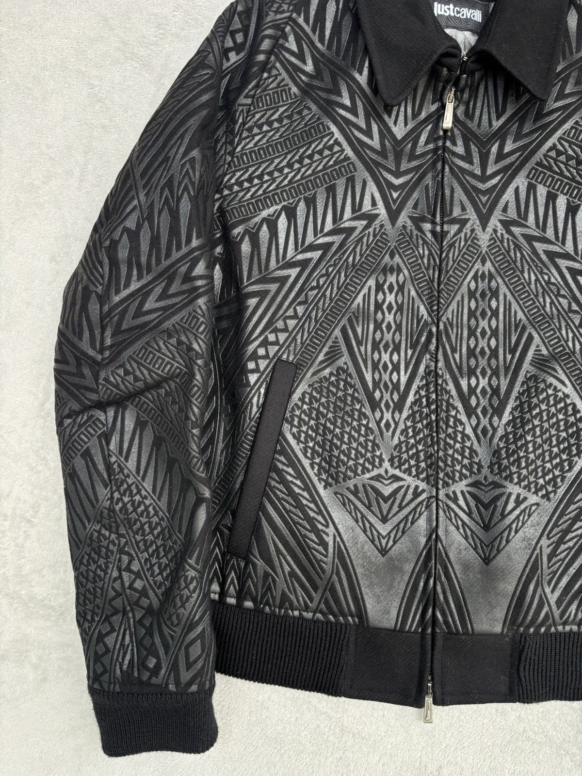 Just Cavalli AW 2014 Just Cavalli Geometric Tribal Embossed Bomber Jacket Size US M / EU 48-50 / 2 - 10 Thumbnail