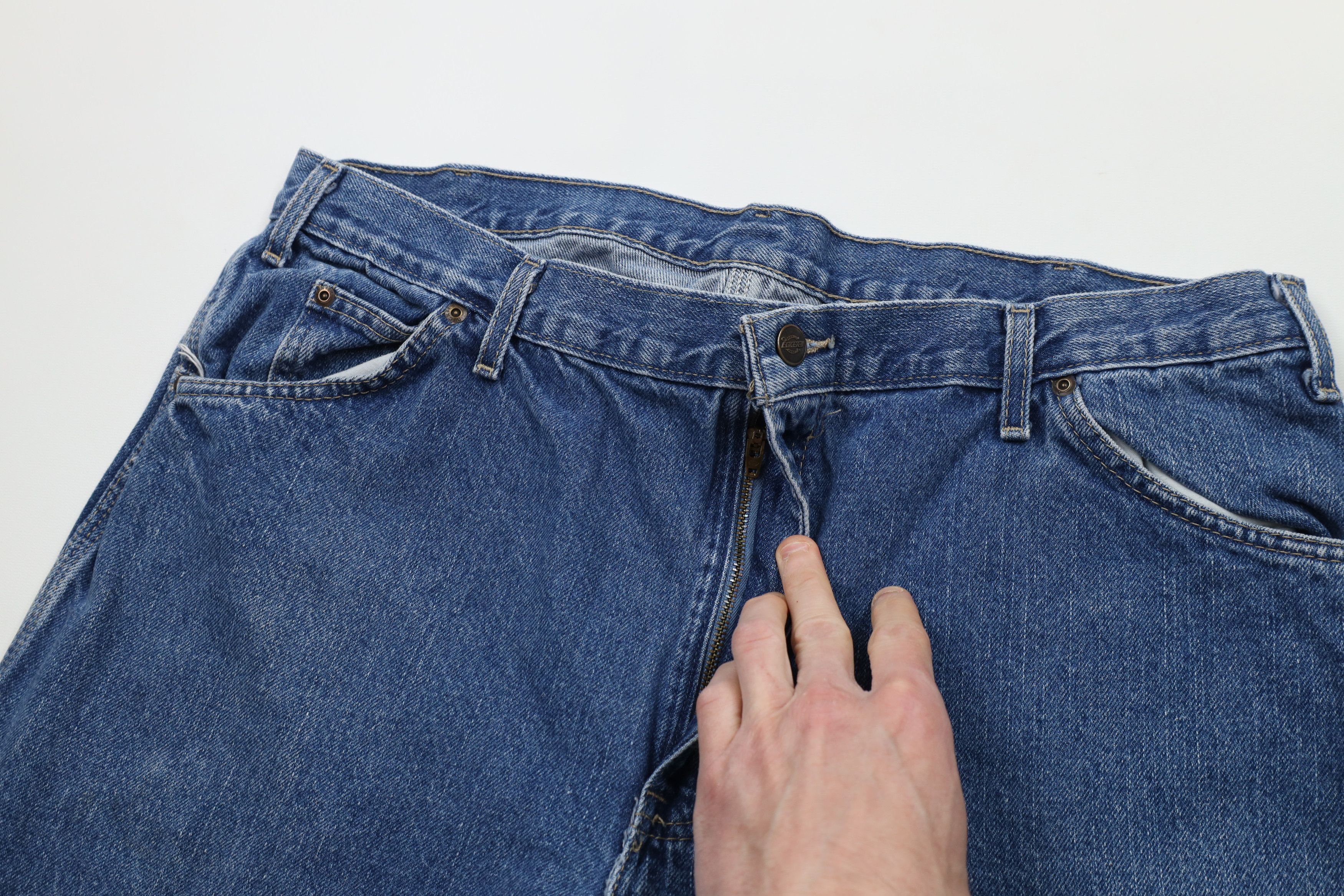 Dickies × Vintage Vintage Y2K Dickies Spell Out Wide Leg Dungaree Jeans Blue Size US 38 / EU 54 - 7 Thumbnail
