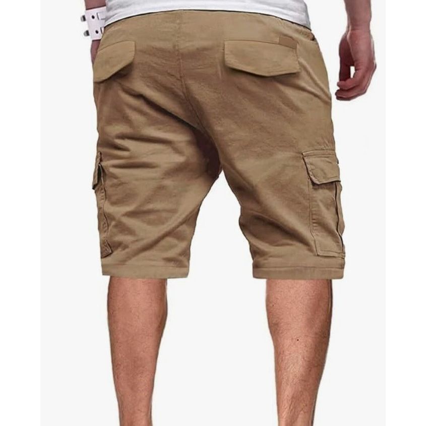 The Unbranded Brand Mens Cargo Shorts Elastic Drawstring with 6 Pockets 42 Beige Size US 42 / EU 58 - 2 Thumbnail