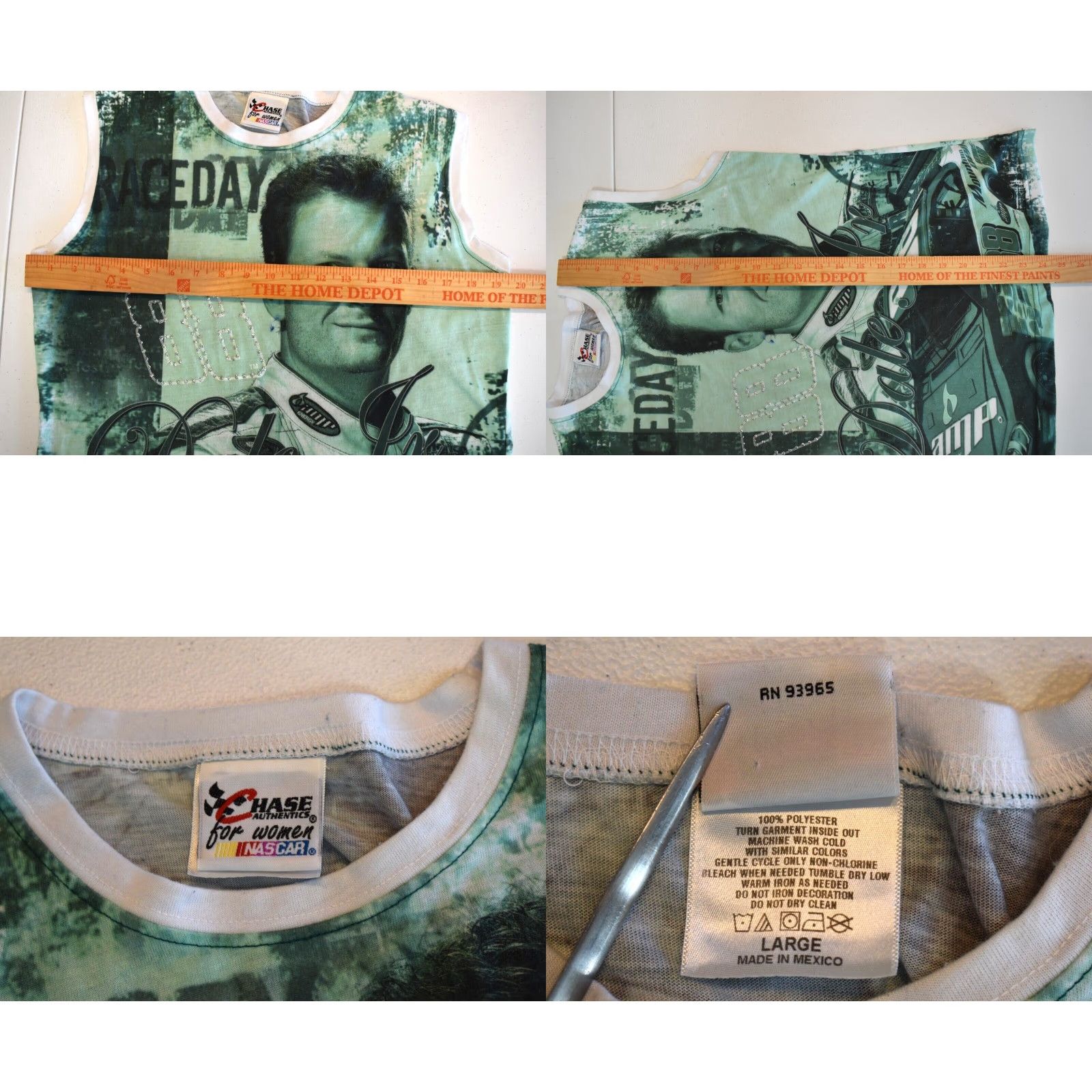 Chase Authentics Chase Authentics Nascar Tank Top Womens Dale Earnhardt Jr S Green Rhinestones Tank Top Size S / US 4 / IT 40 - 8 Thumbnail