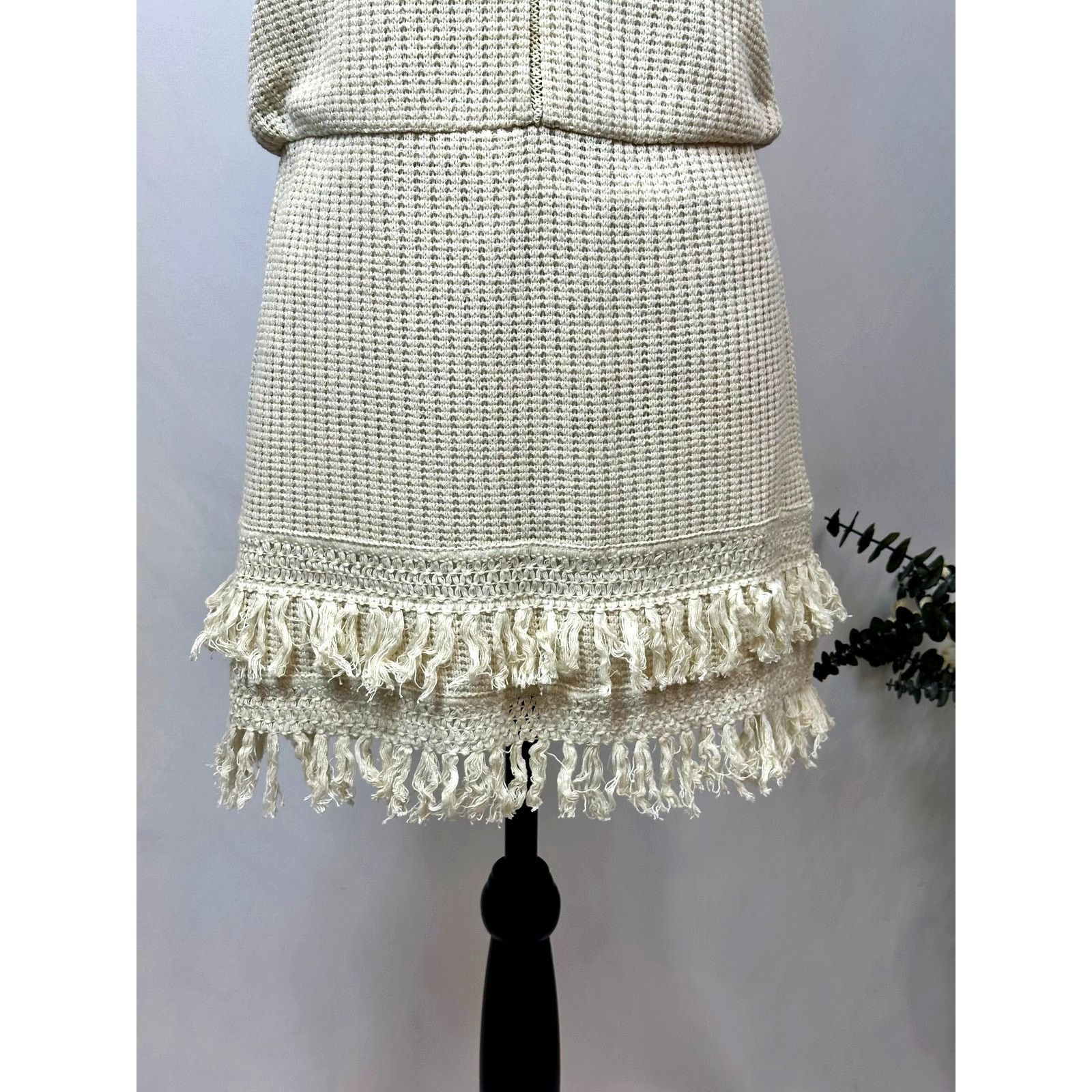 Saylor Saylor Rosario Halter Knit Fringe Dress in Ecru M Size M / US 6-8 / IT 42-44 - 13 Thumbnail