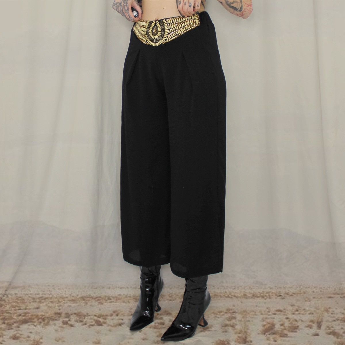 Other × Vintage 📀BLACK BOHO PANTS📀 Size 27" / US 4 / IT 40 - 2 Thumbnail