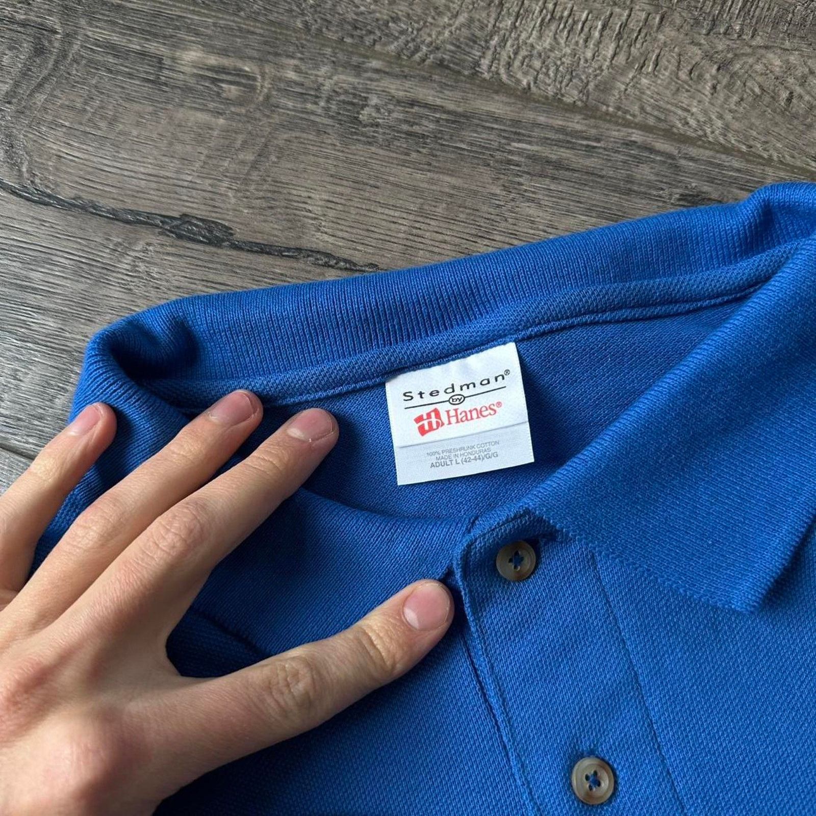Hanes × Vintage Basic Vintage Y2K Blank Cotton Hanes Polo Collared Shirt Top Size US L / EU 52-54 / 3 - 3 Thumbnail