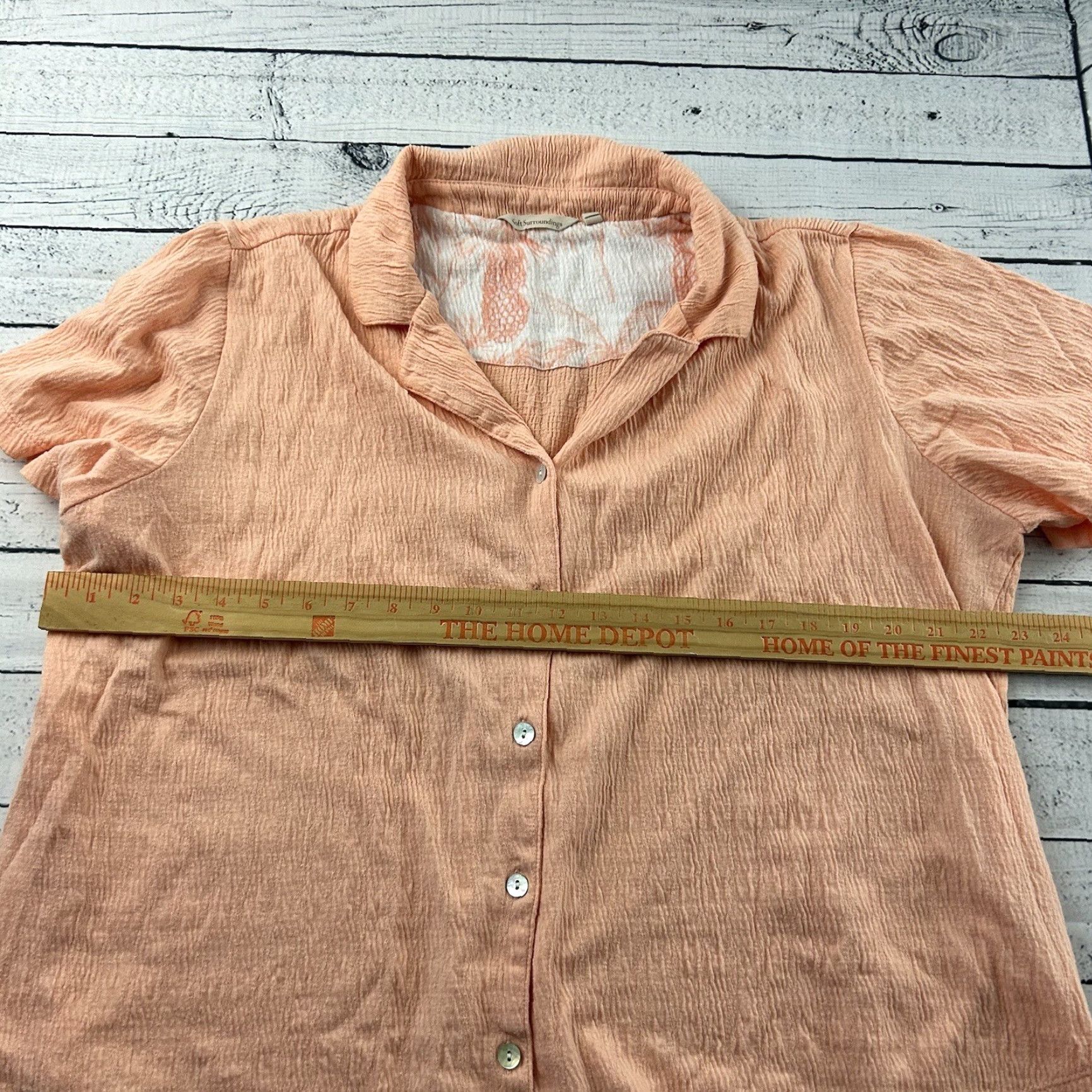 Soft Surroundings Soft Surroundings Pajama Set Short Sleeve Shirt Shorts PJs Women's M Peach Hawaii Shirt Womens M Pajamas Set Size M / US 6-8 / IT 42-44 - 5 Thumbnail