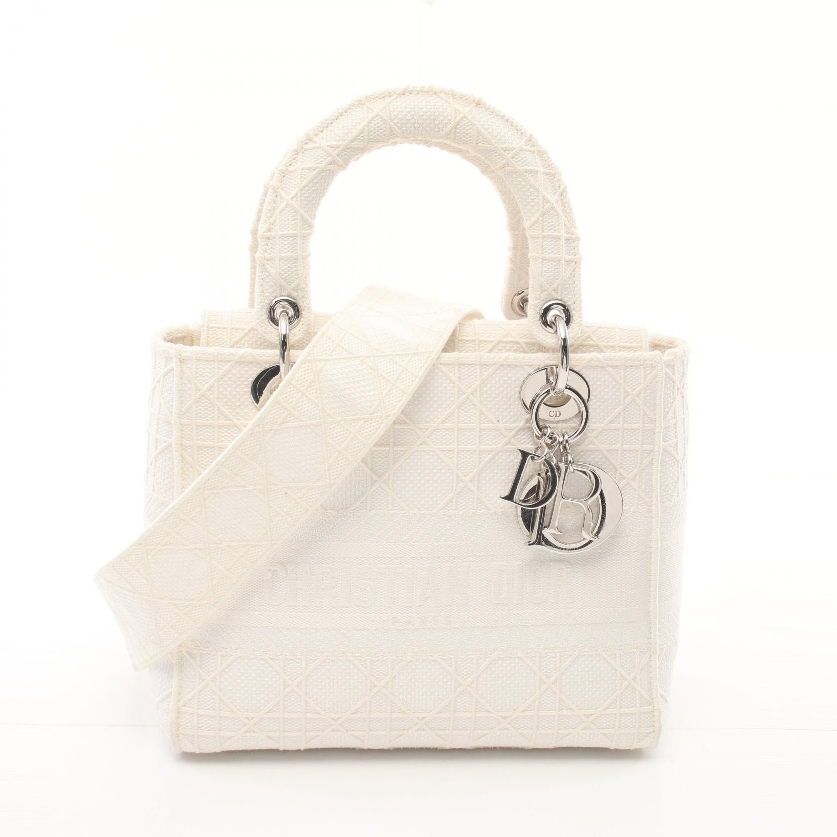 Dior Dior Lady D-Lite Medium Canvas Canvas Handbag in Great Condition Size ONE SIZE - 1 Thumbnail