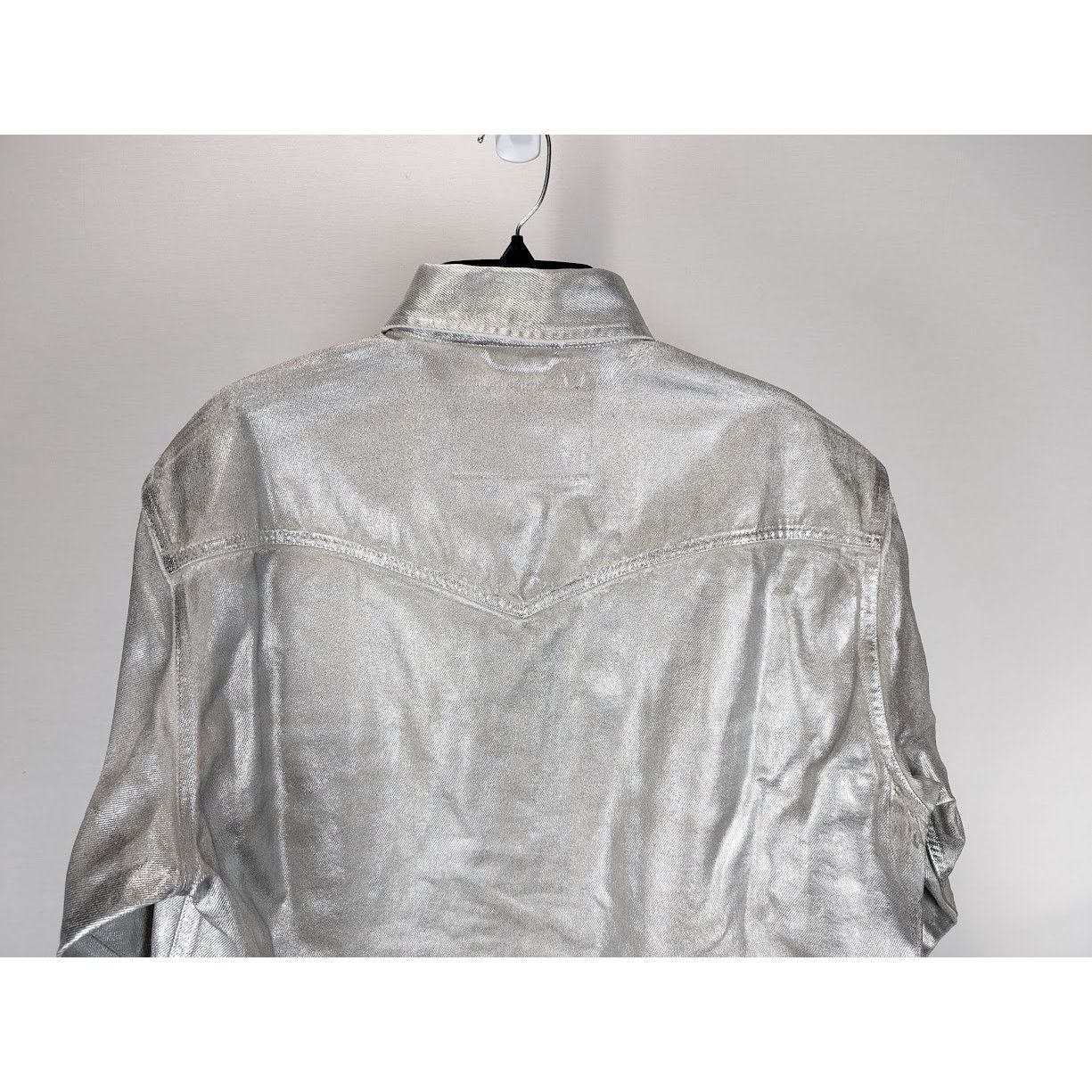 VTMNTS o1rshd1 Metallic Denim Shirt in Metallic Silver Size US M / EU 48-50 / 2 - 16 Thumbnail