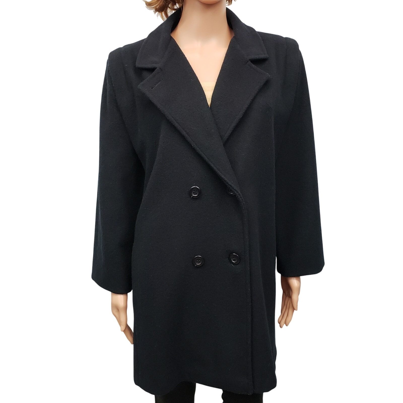 Vintage Union Made USA J&H Fashions Double Breasted Wool Pea Coat 14 Size L / US 10 / IT 46 - 3 Thumbnail